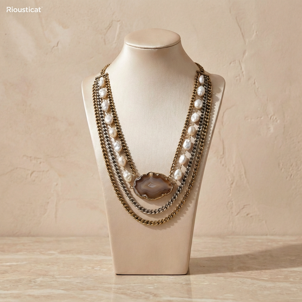 Riousticat™ Terra Pearl Layered Statement Necklace