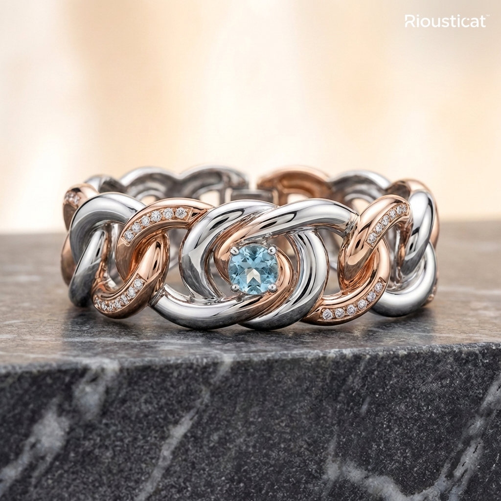 Riousticat™ Celestia Interlock Gem Bracelet - A modern expression of strength, elegance, and infinite connection.